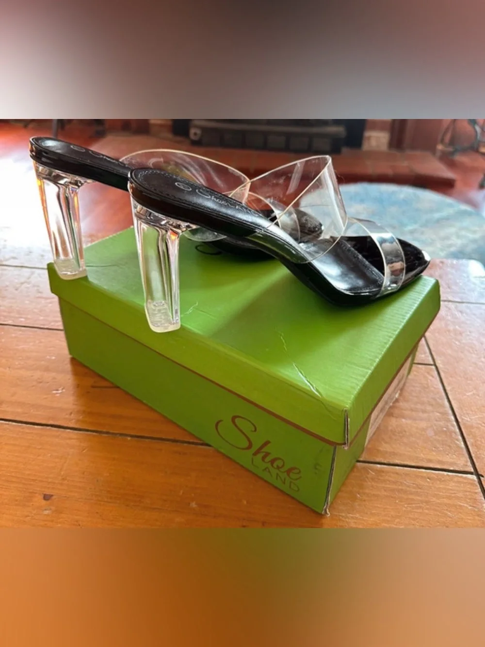 NIB Clear Sandals US 11 Sexy Slides Block Heel, Match everything